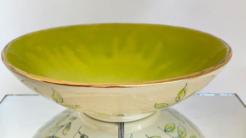 Pottery by Jackie Chartreuse Leaf Bowl