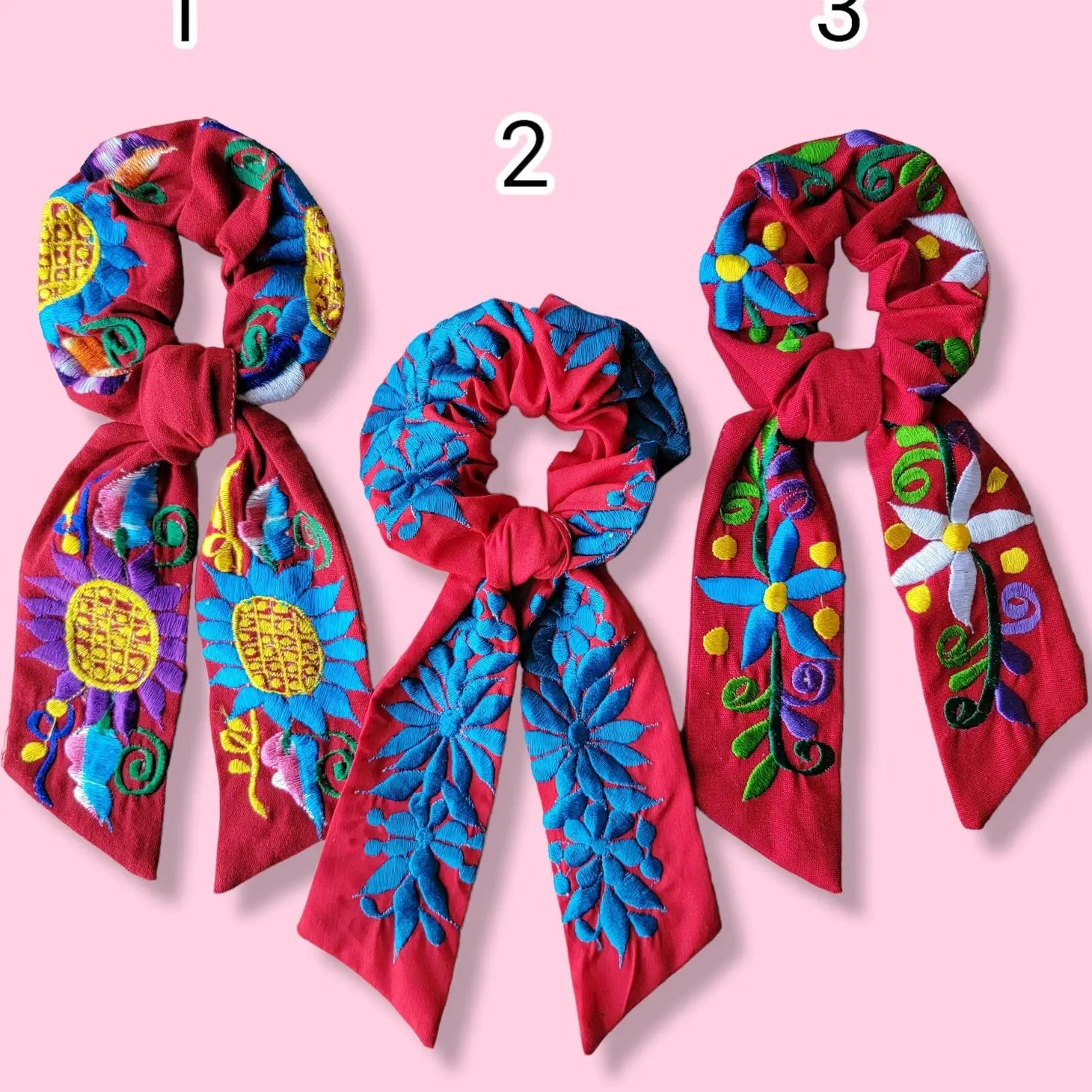 Mexican Floral Scrunchies