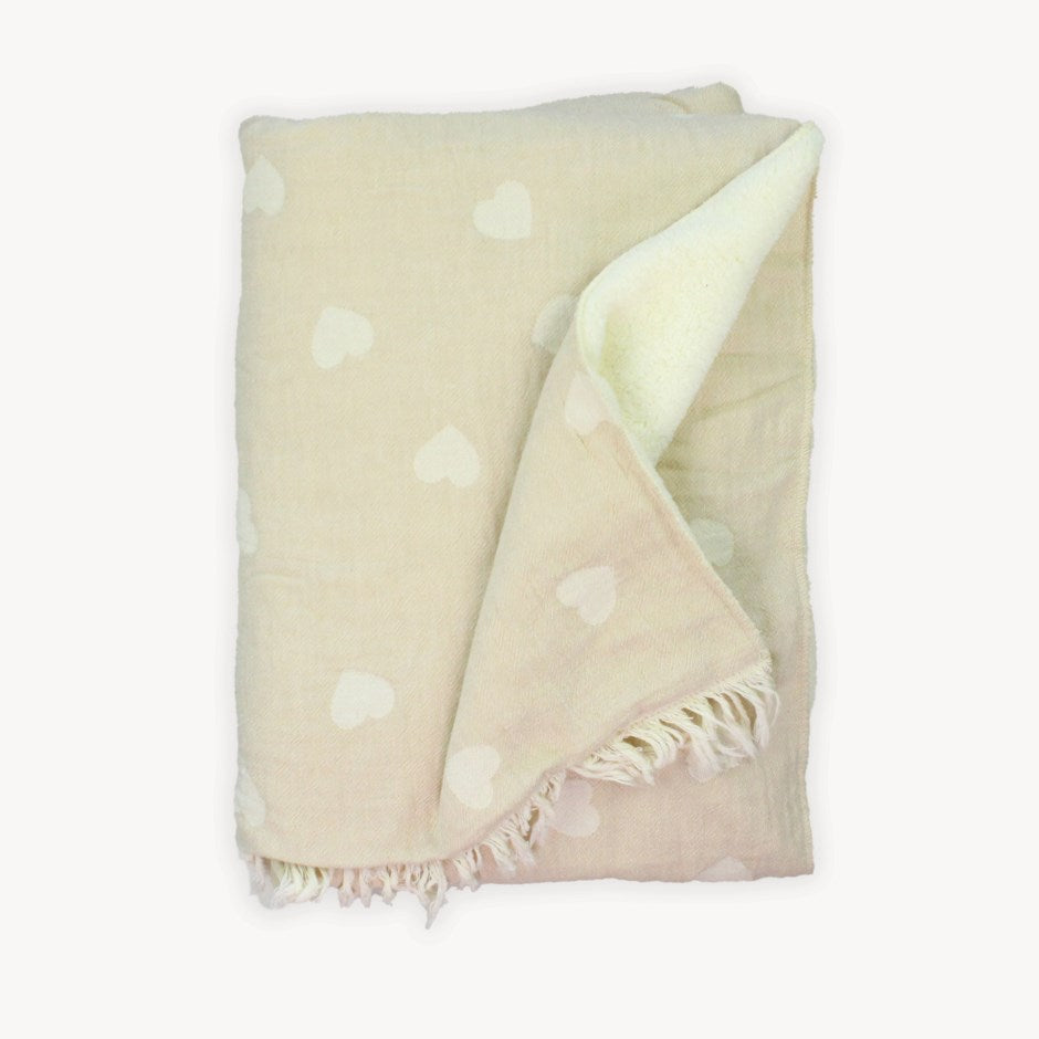 Turkish Cotton Fleece Lined Throws- Have a Heart