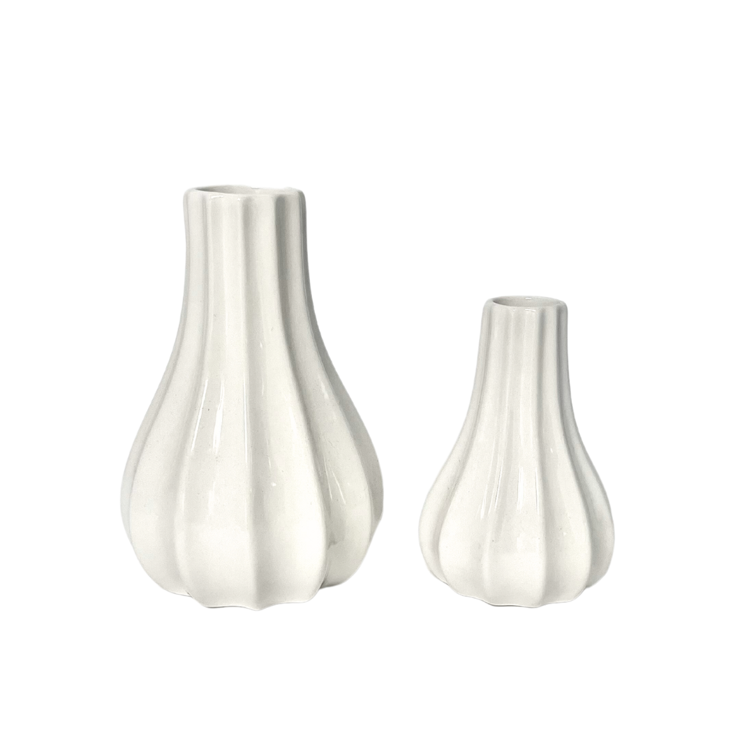 Fluted White Ceramic Vase