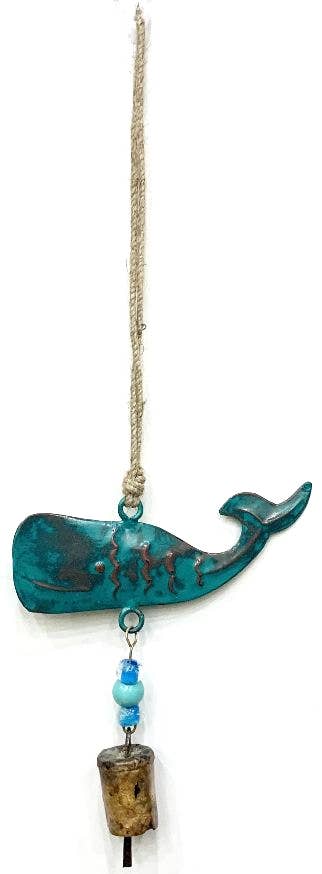 Iron Bell Chimes - Whale Patina Green 16"