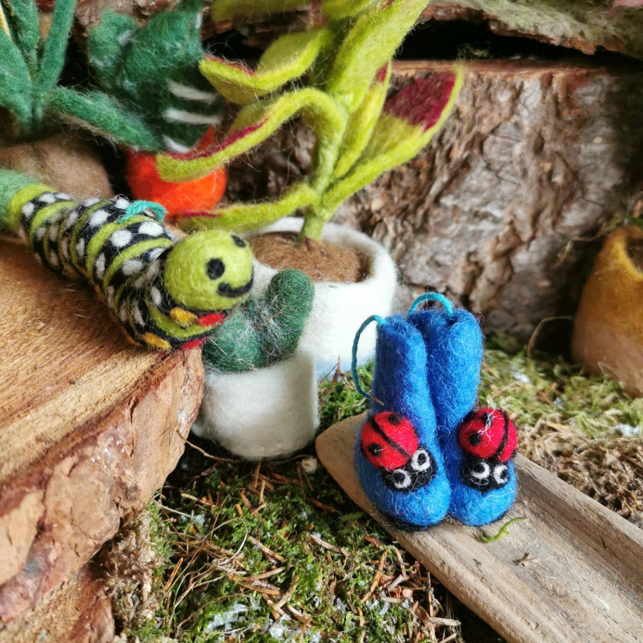 Handmade Felt Carl the Caterpillar Ornament