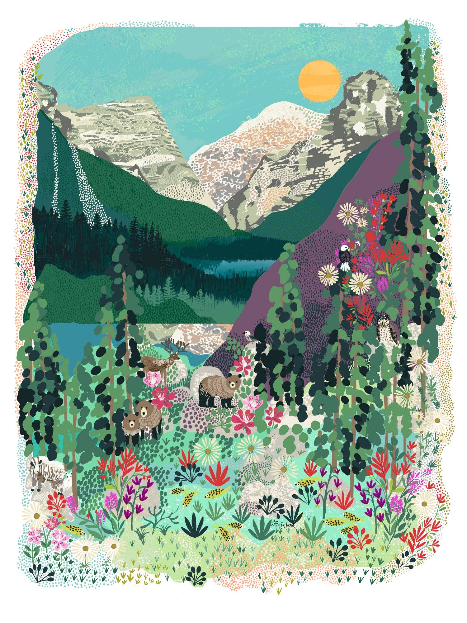 Banff Rocky Mountain Art Print by Anja Jane