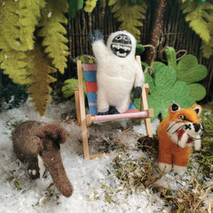 Handmade Felt Yeti Biodegradable Ornament