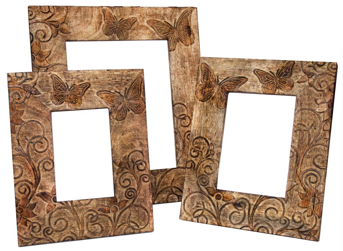 Photo Frame Mango Wood 5x7 Butterflies