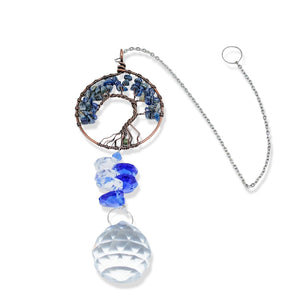 Suncatcher - Crystal Hanging Ornament - Lapis Lazuli, Tree of Life