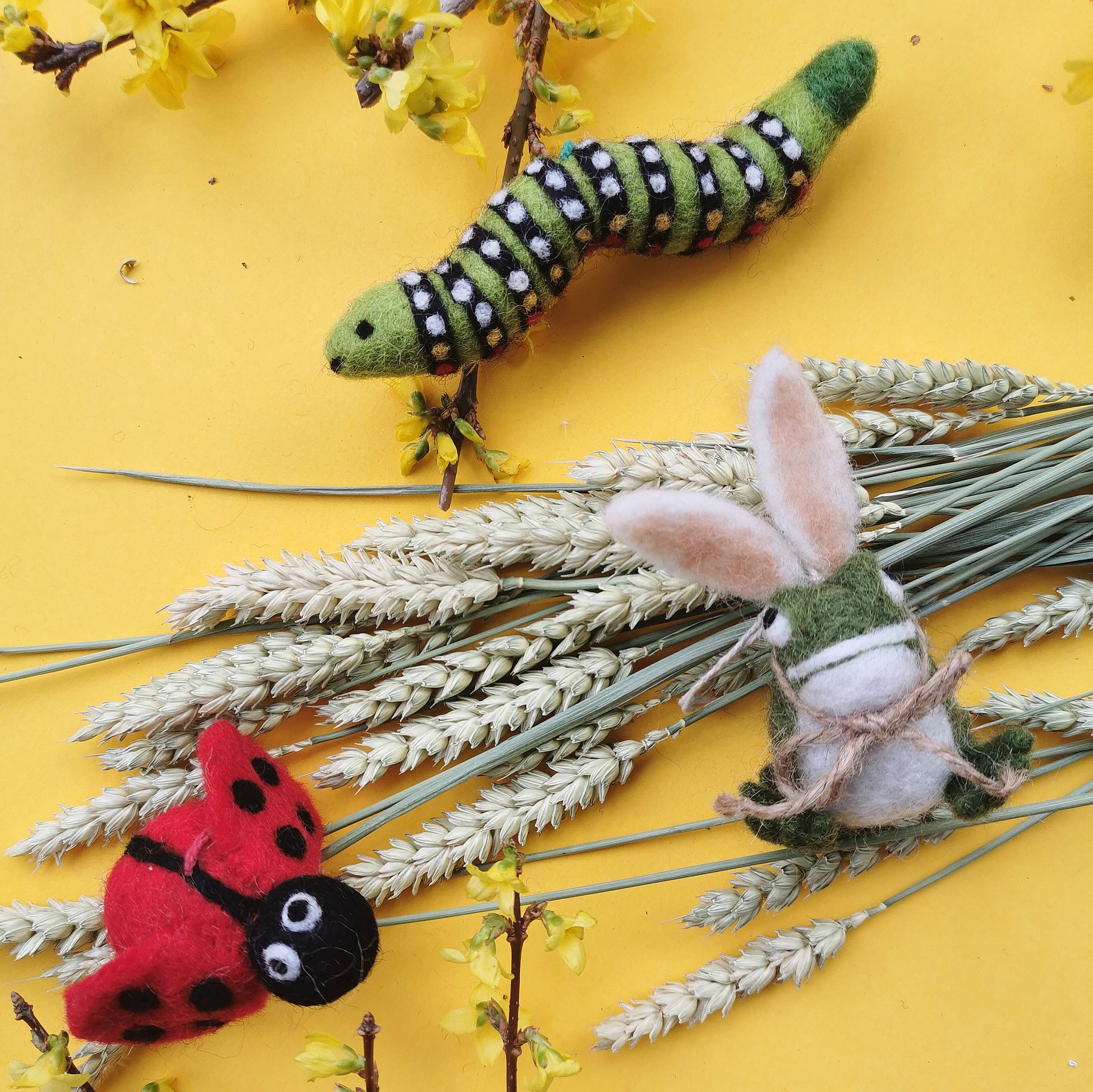 Handmade Felt Carl the Caterpillar Ornament