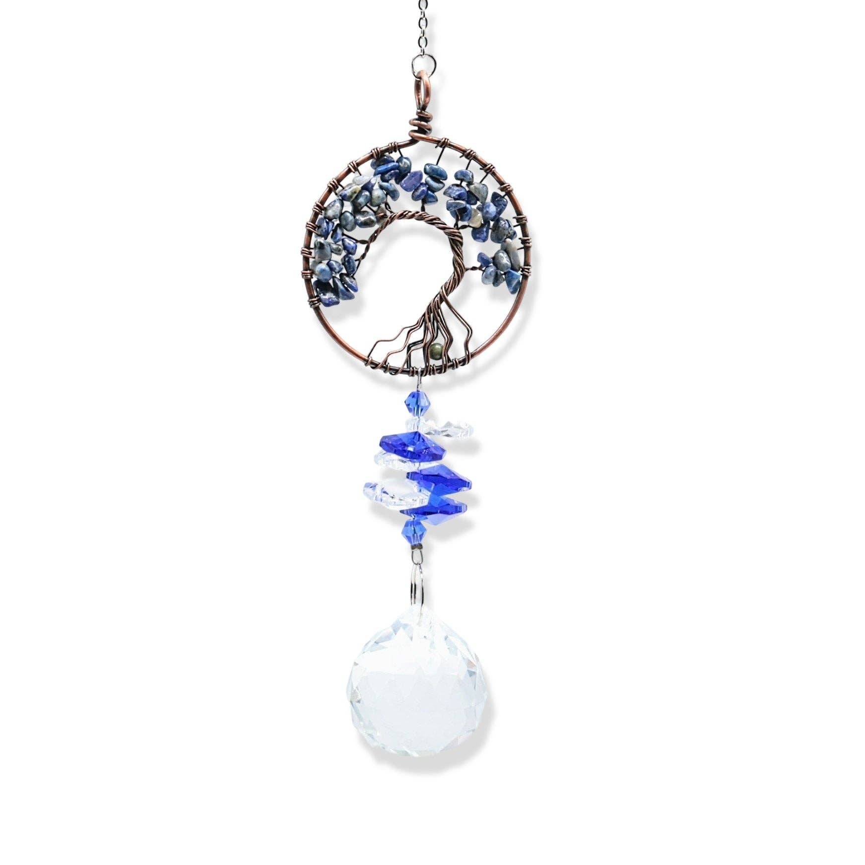 Suncatcher - Crystal Hanging Ornament - Lapis Lazuli, Tree of Life