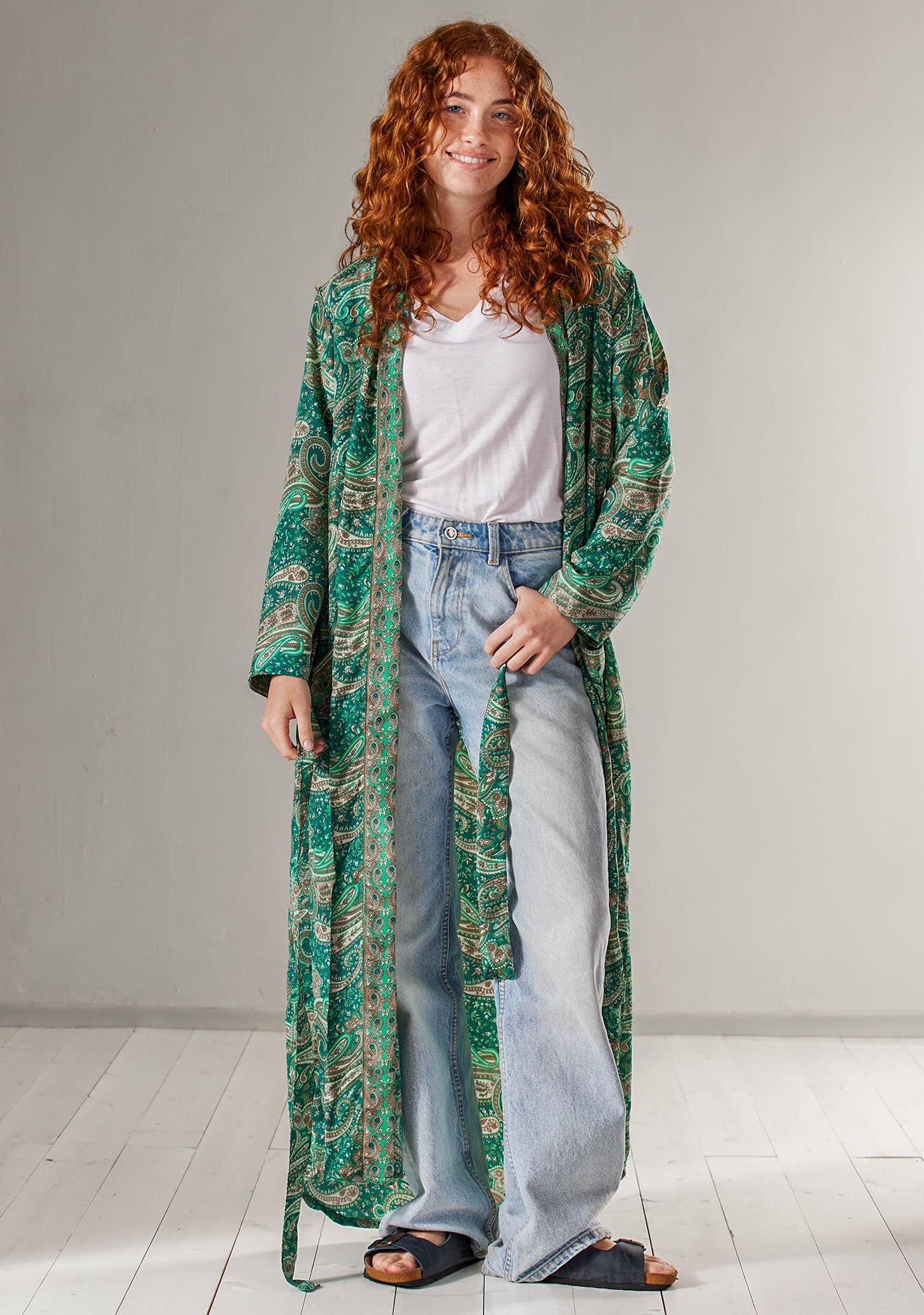 Green Floral Paisley Kimono/dressing Gown