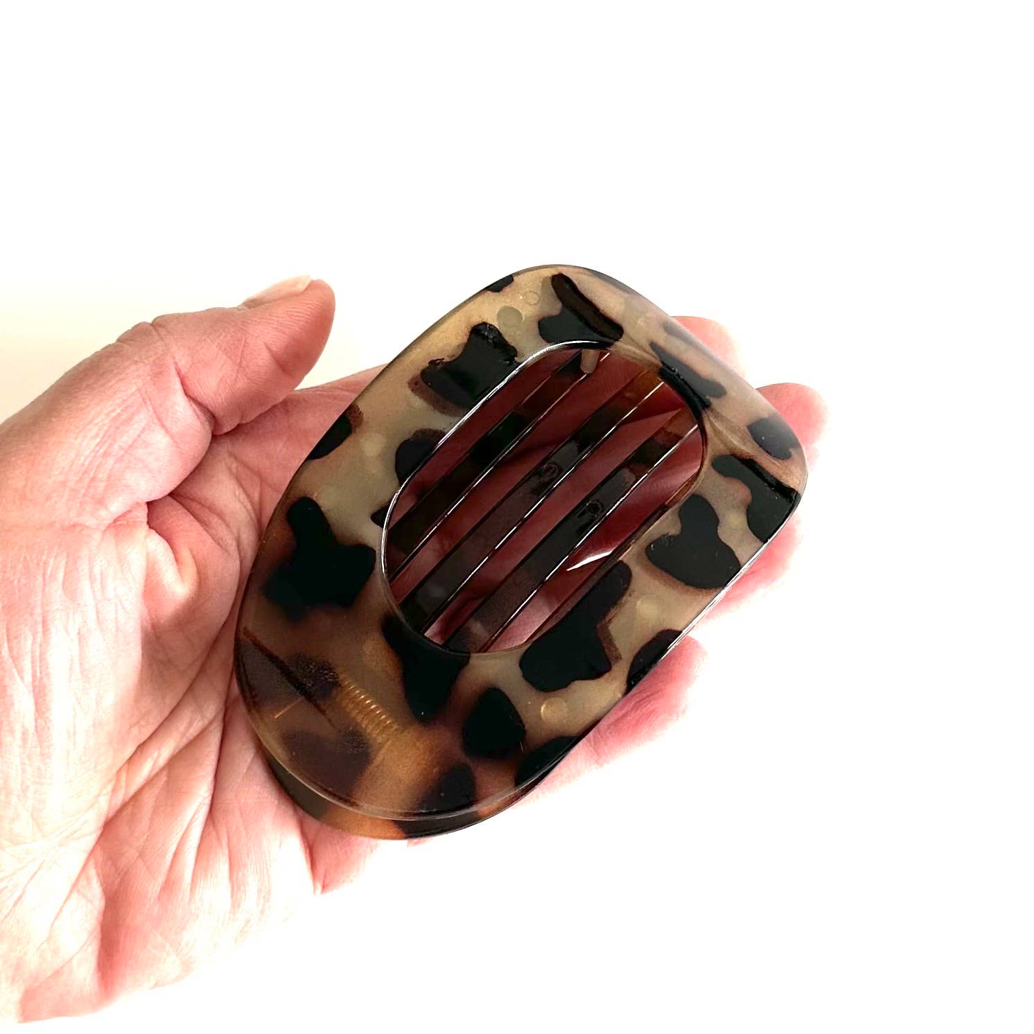 Flat Hair Clip Accessory Animal Print Beige Hair Claw