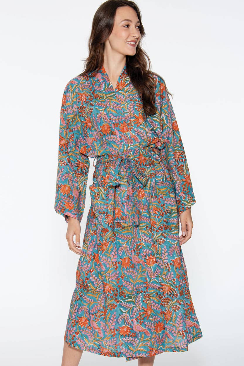 Reva Block Print Kimono Robes