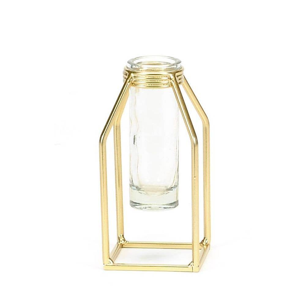 Gold Geometric Bud Vase