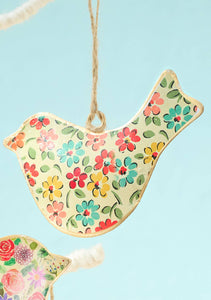Floral Metal Bird Decoration