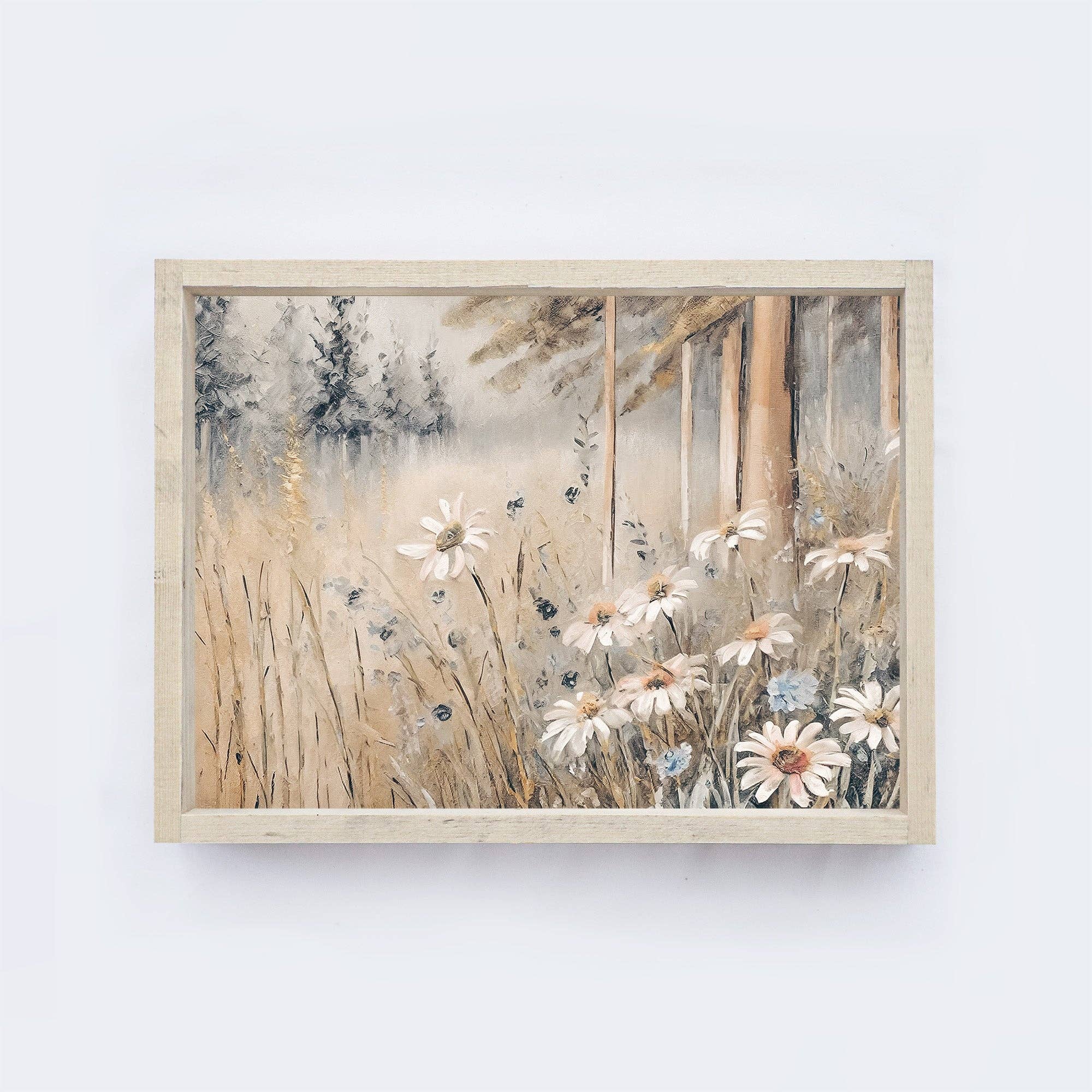 Vintage Print Framed | Warm Wildflower Painting