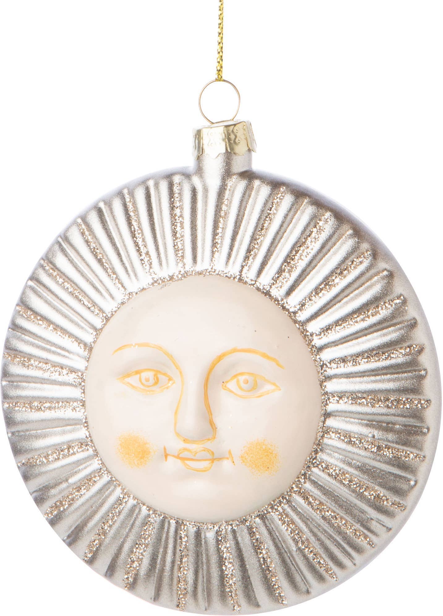 Silver and Cream Glass Celestial Sun
