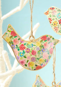 Floral Metal Bird Decoration