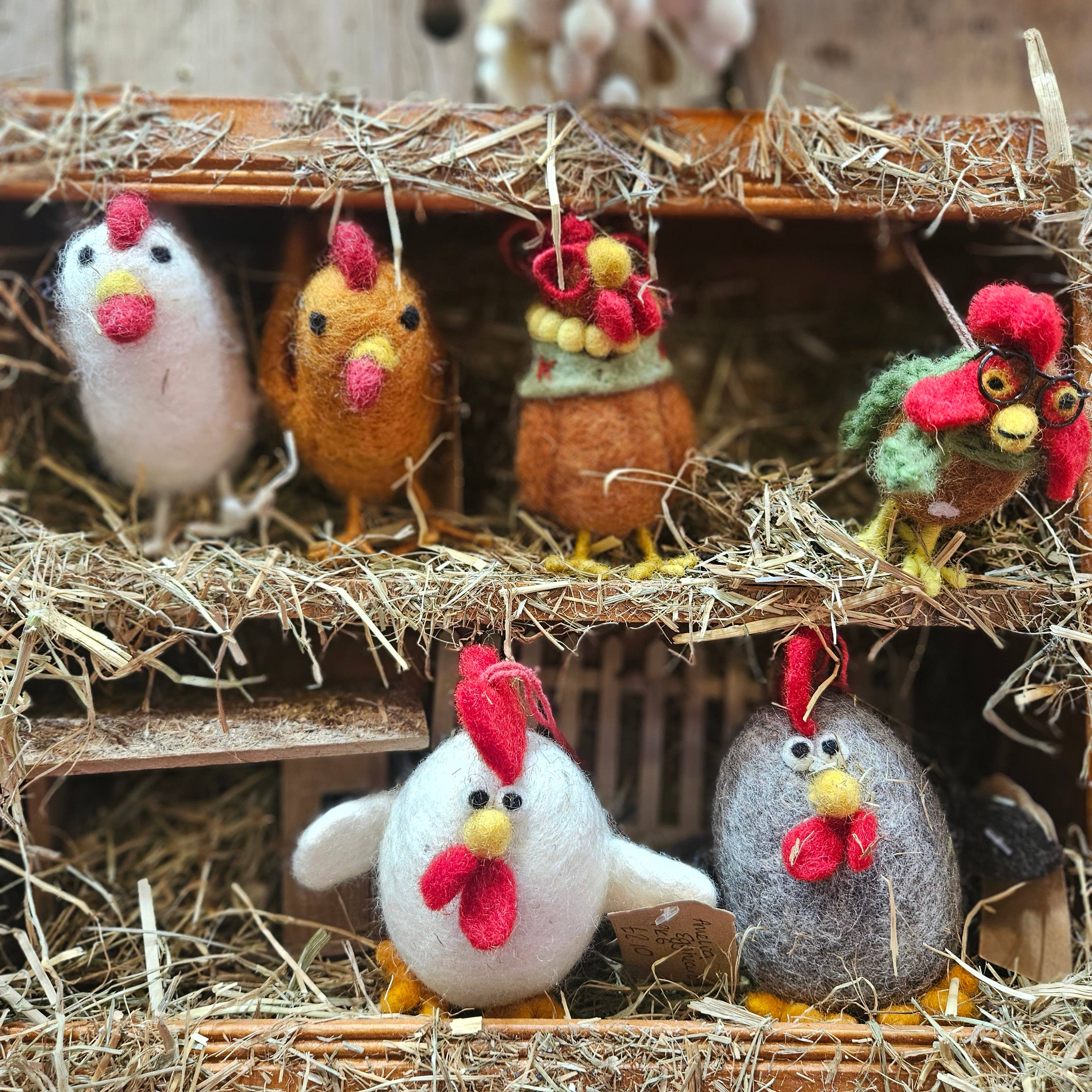 Handmade Felt Cornelius the Chicken Ornament