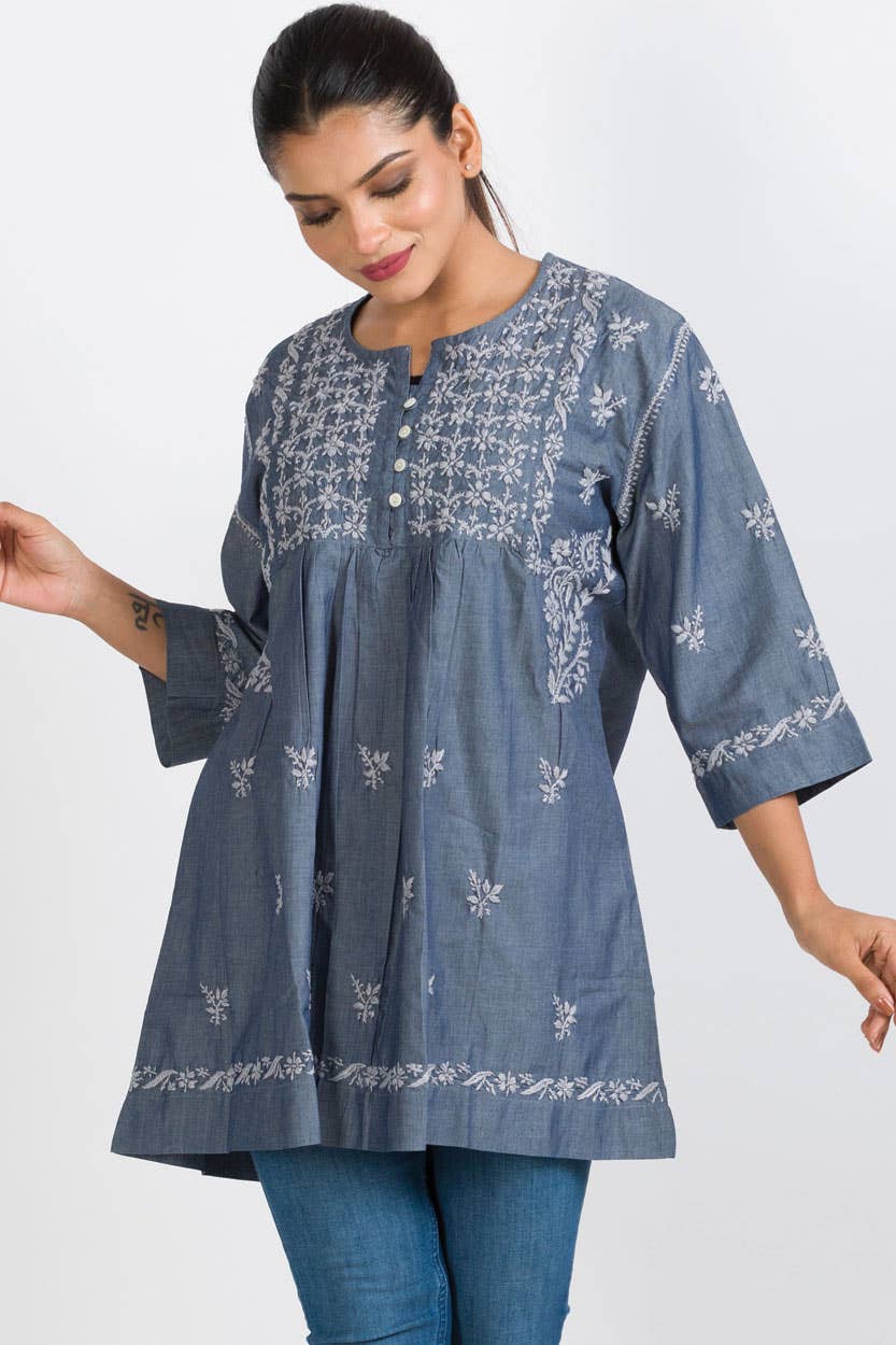 Tarika Silver Chambray Tunic