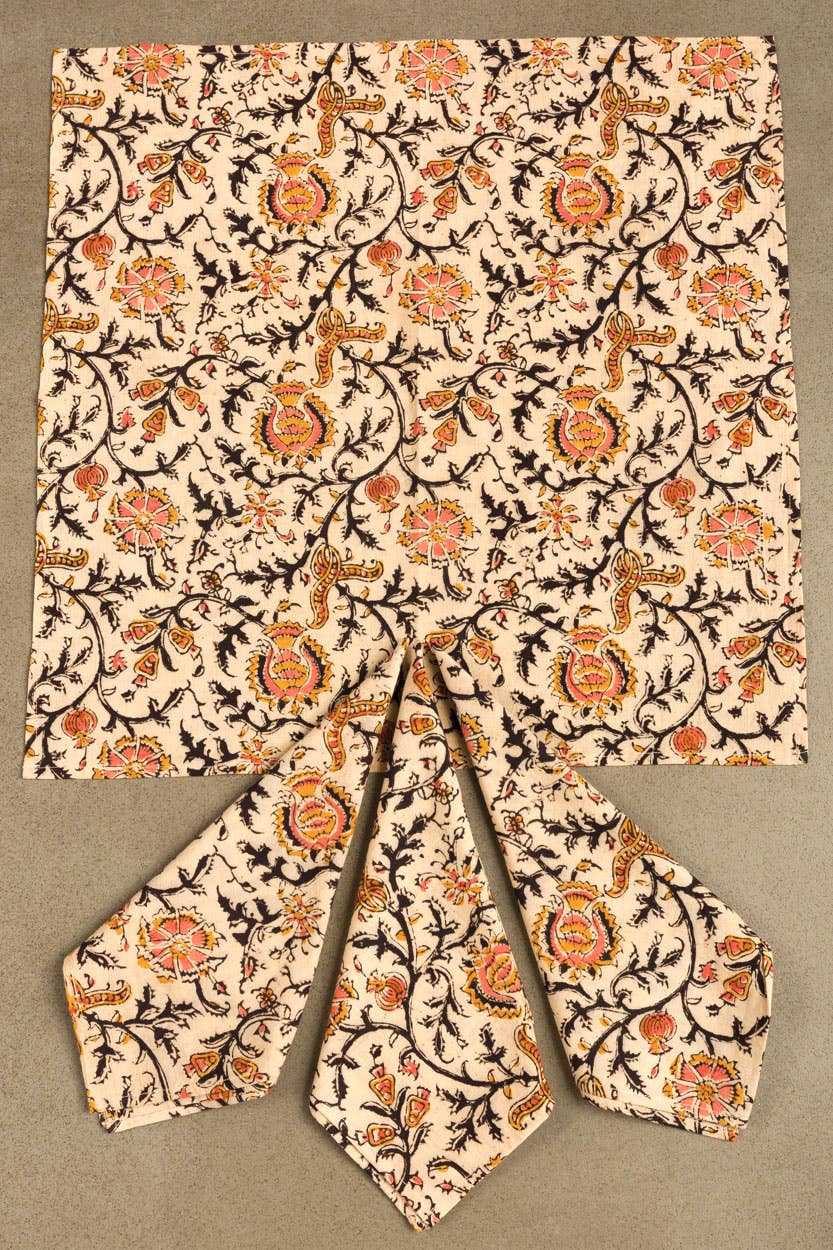 Gold & Rose Kalamkari Napkin Set