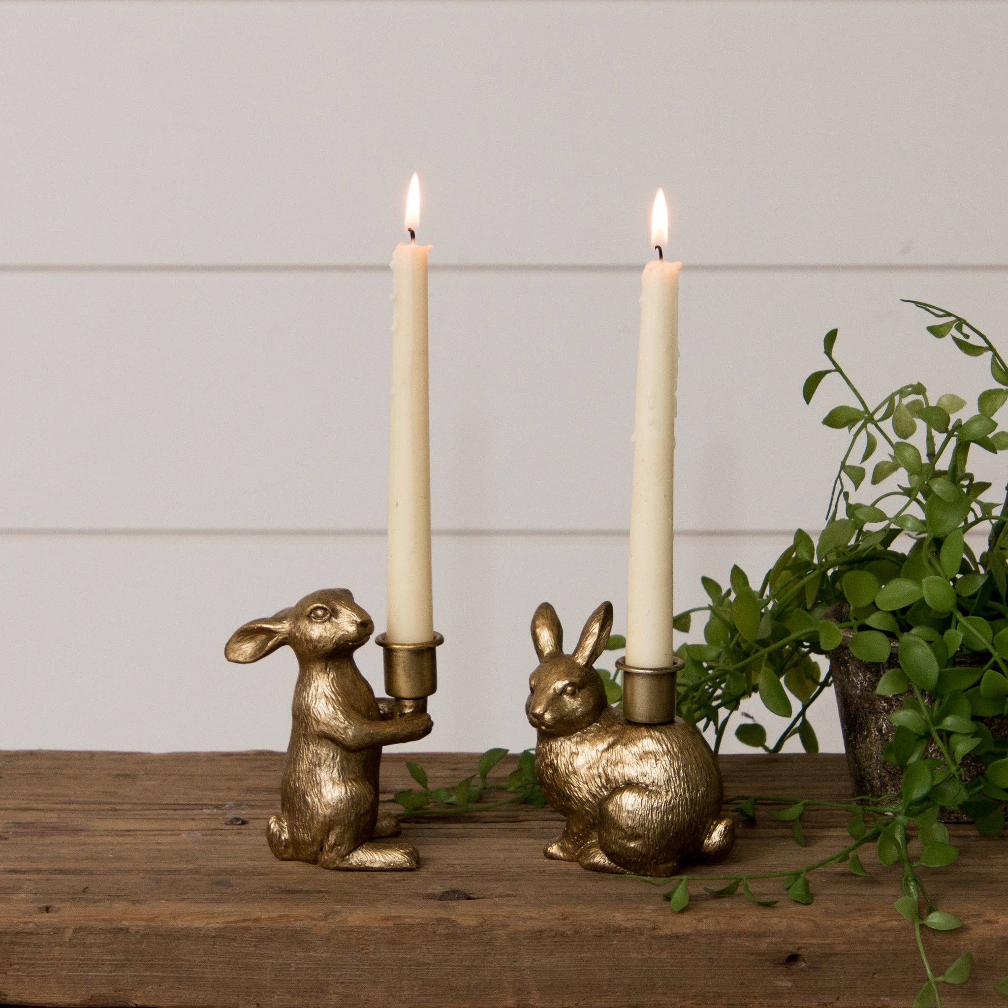 Gold Bunny Tapered Candle Holders 2 styles