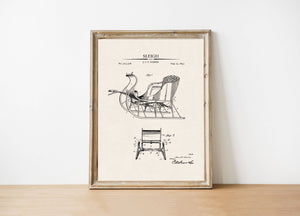 Sleigh Patent Vintage Art Print 11 x 14