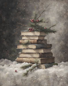 Vintage Holiday Books Art Print