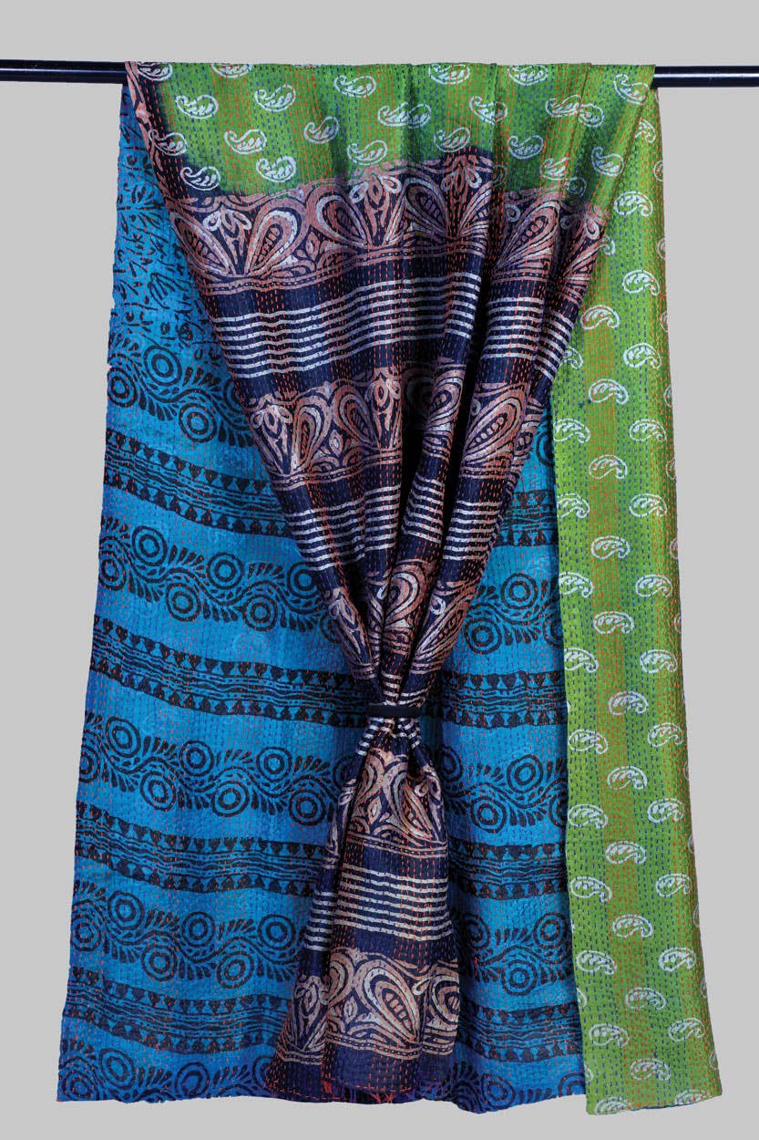 Silk Sari Kantha Throws