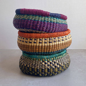 Round Bolga Basket - Assorted Colors