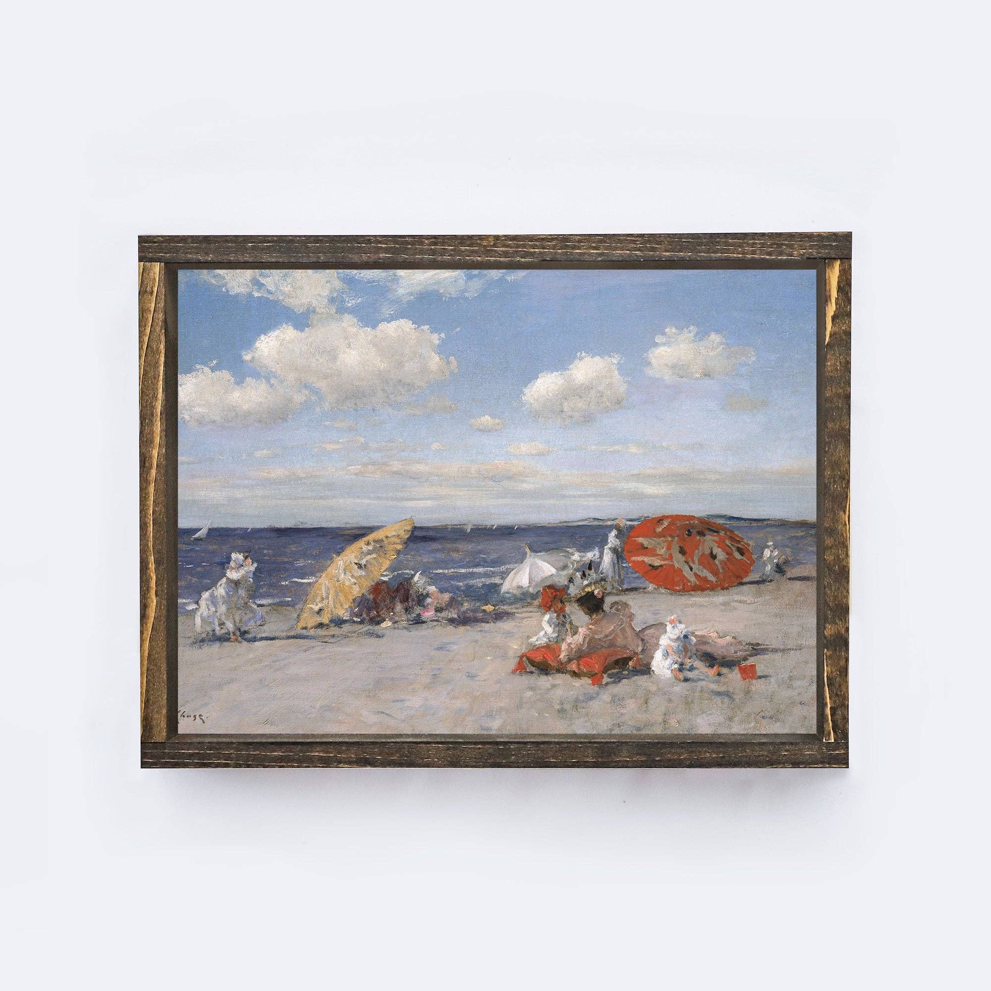 Vintage Framed Print | Beach Scene Painting