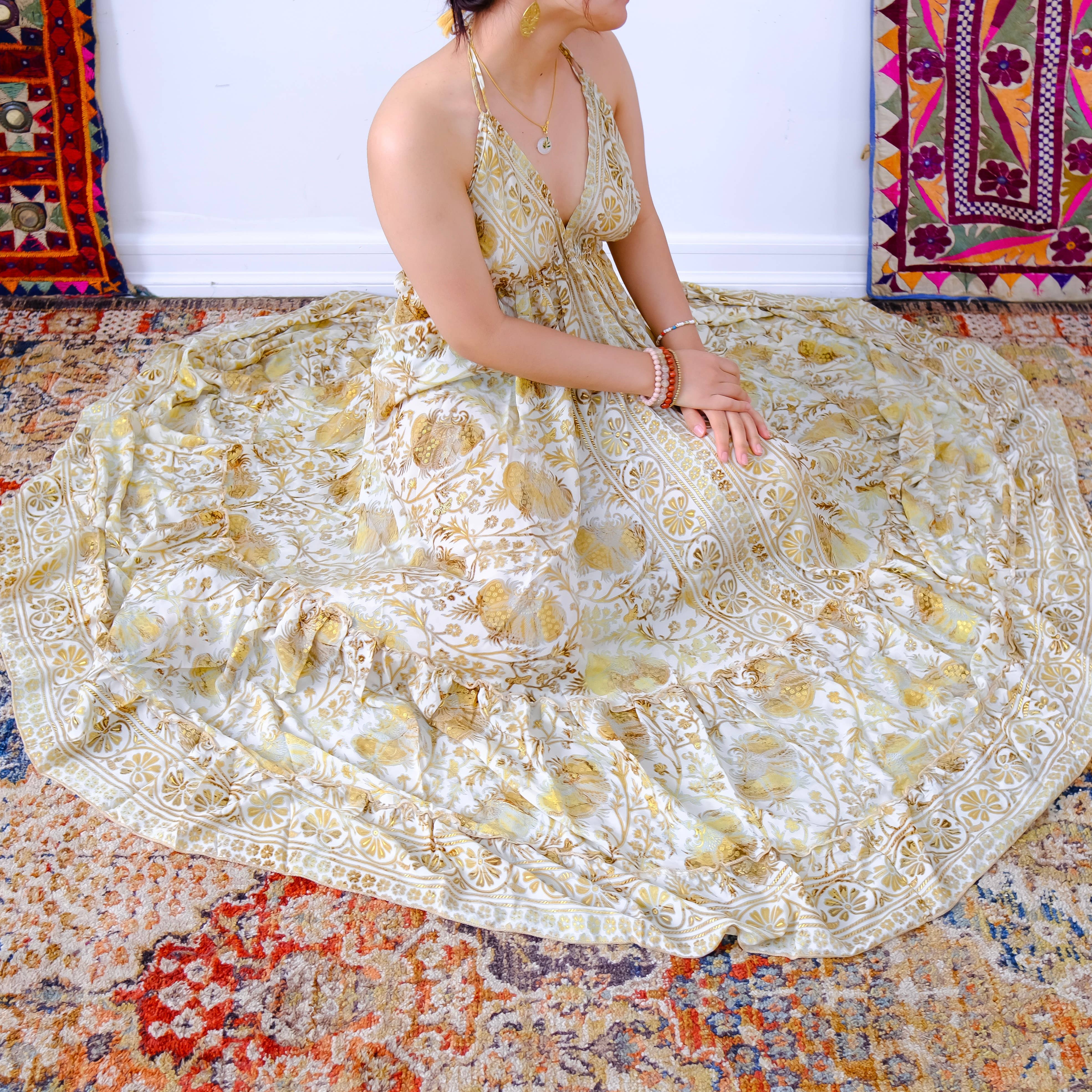 Recycled Silk Long Maxi Backless Dress