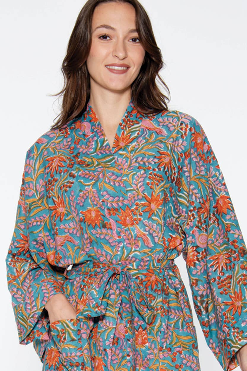 Reva Block Print Kimono Robes