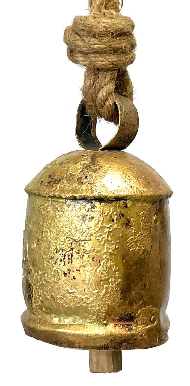 Single Hanging Iron Bell - Rustic Gold 4"