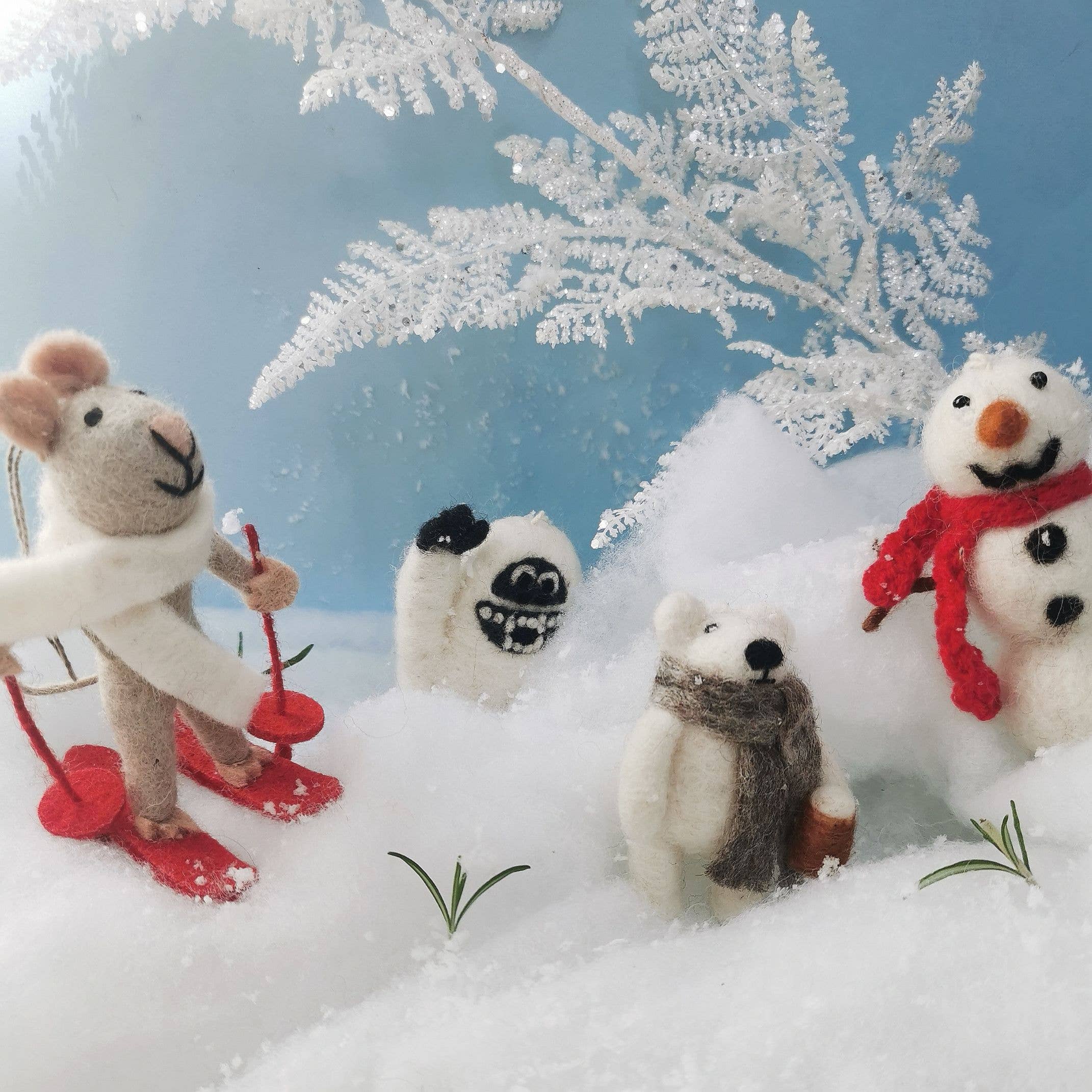 Handmade Felt Yeti Biodegradable Ornament
