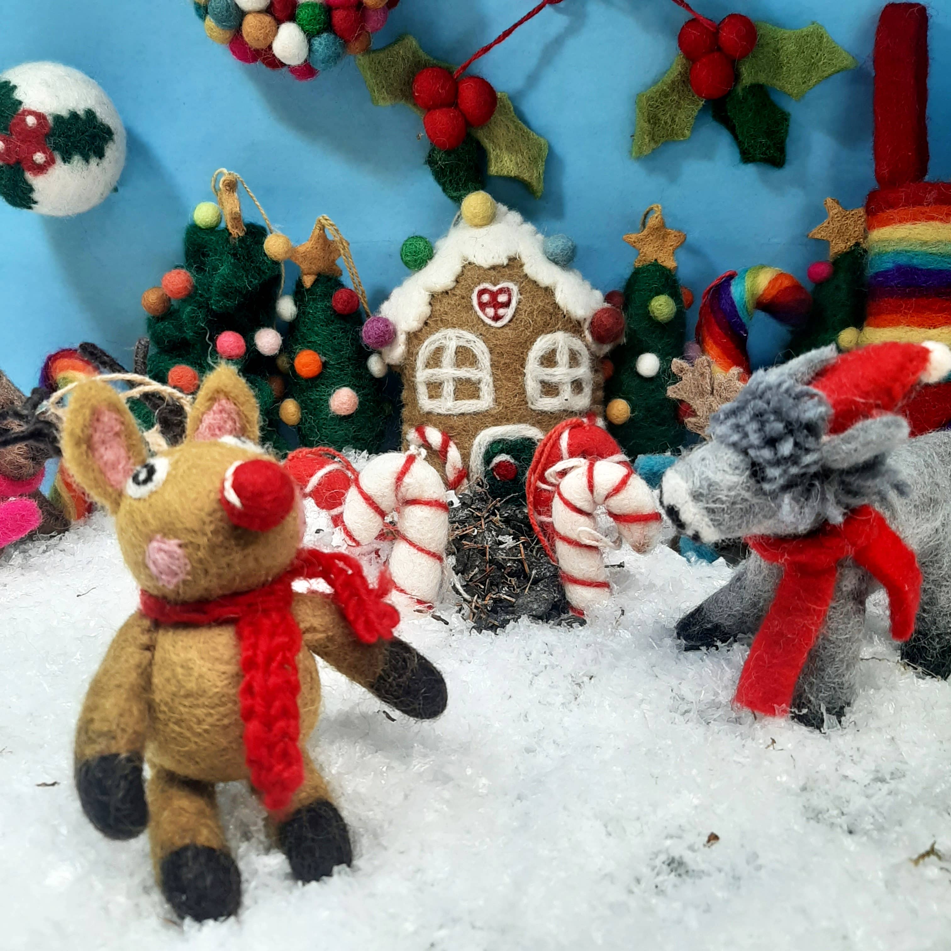 Handmade Felt Christmas Donkey Ornament