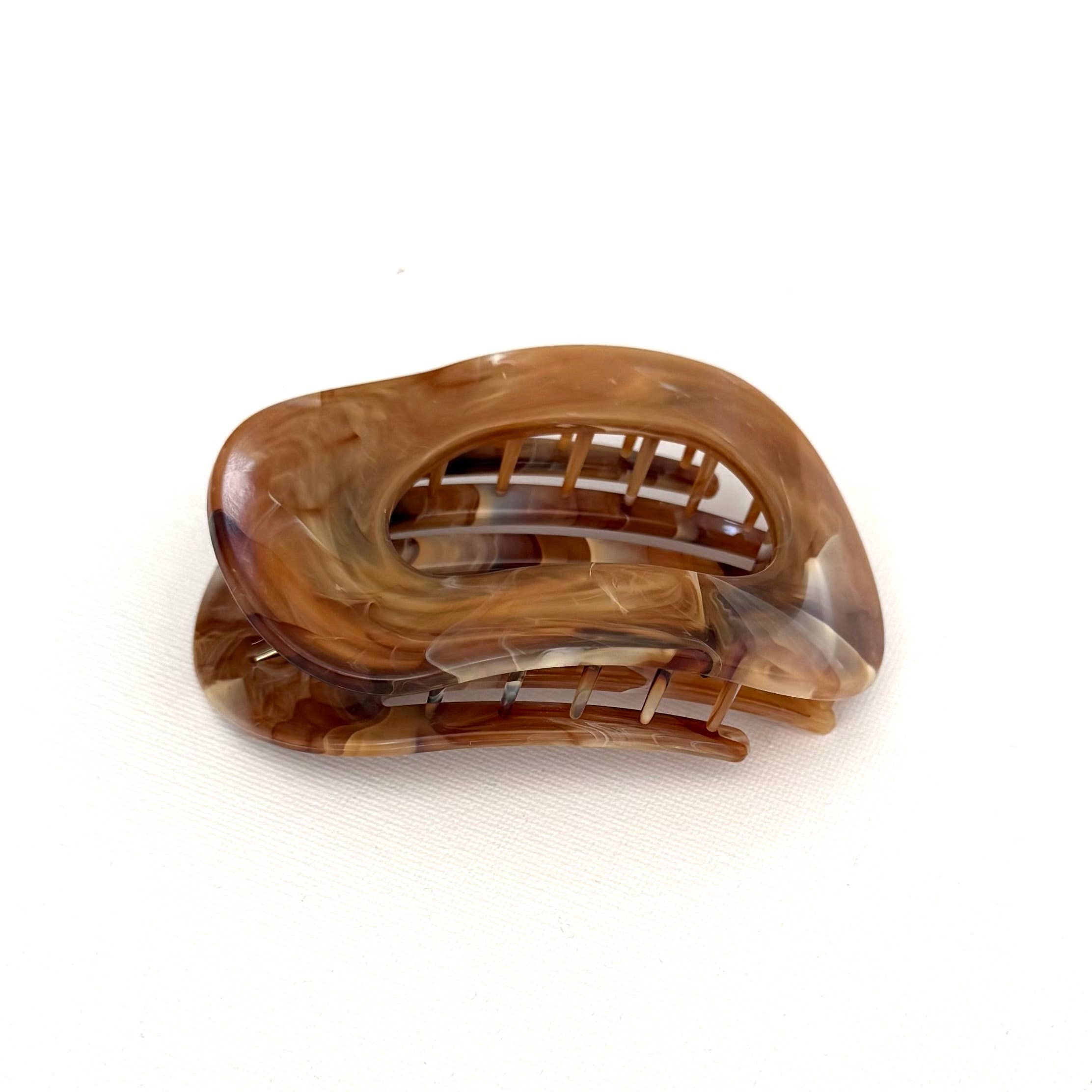 Flat Oval Hair Clip Accessory Brown Marble Hair Claw