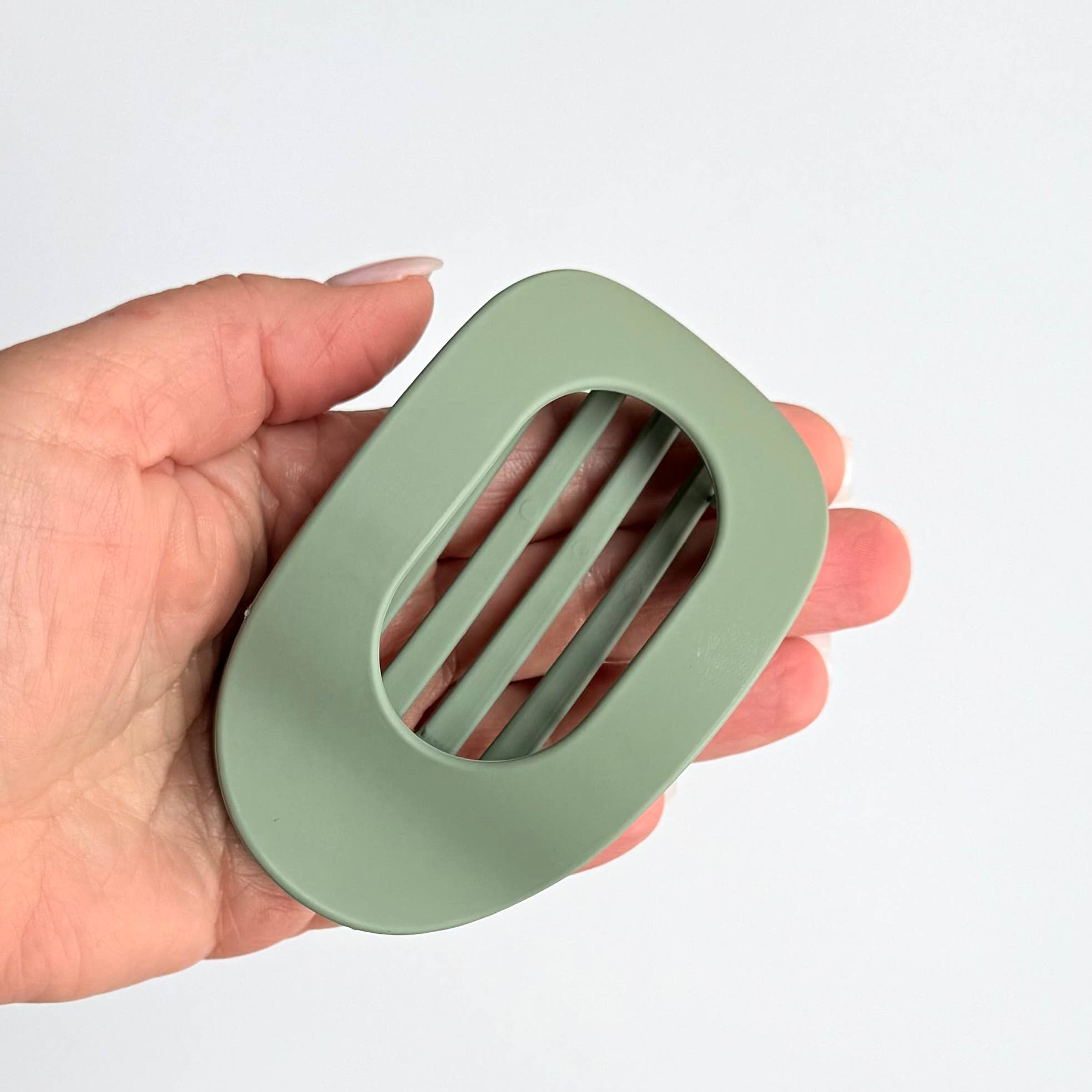 Flat Oval Hair Clip Accessory Sage Green Hair Claw
