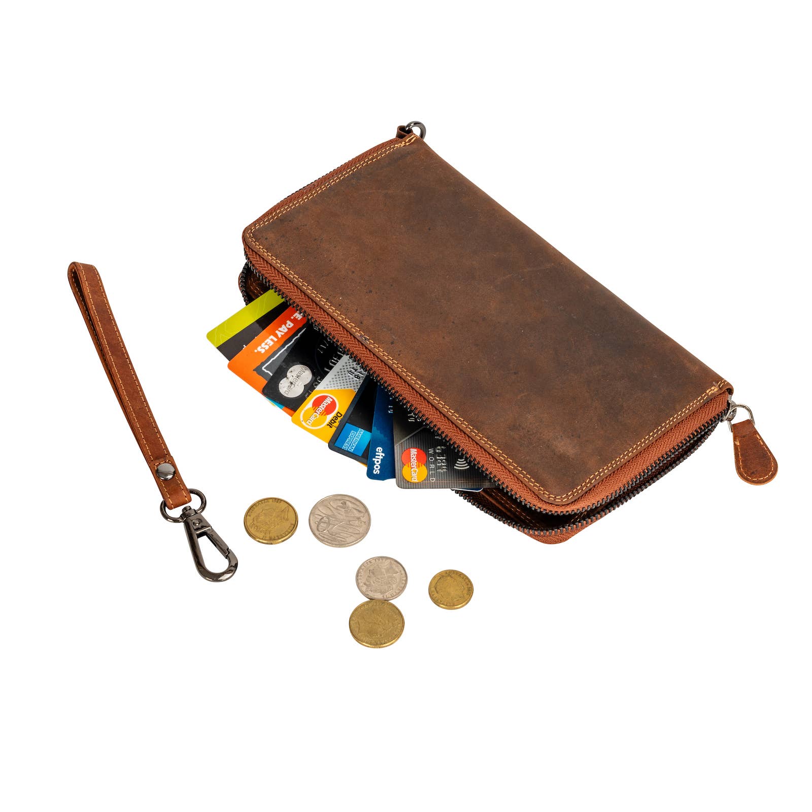 Leather Wallet with Wristlet strap