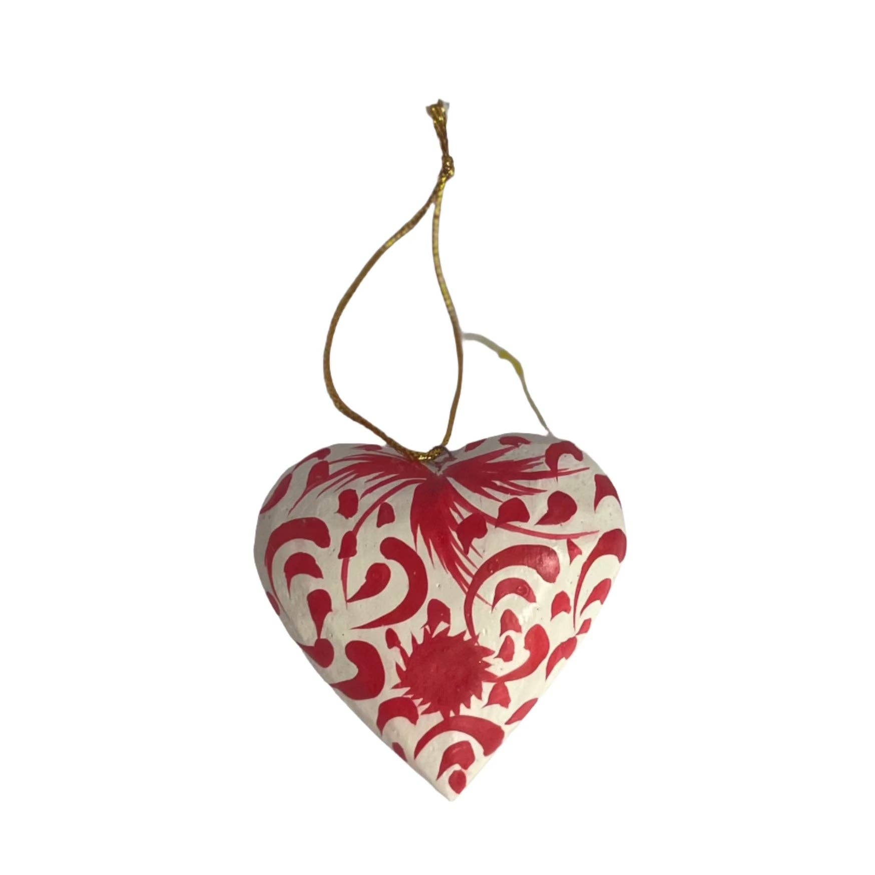 Painted Heart Ornament - Red