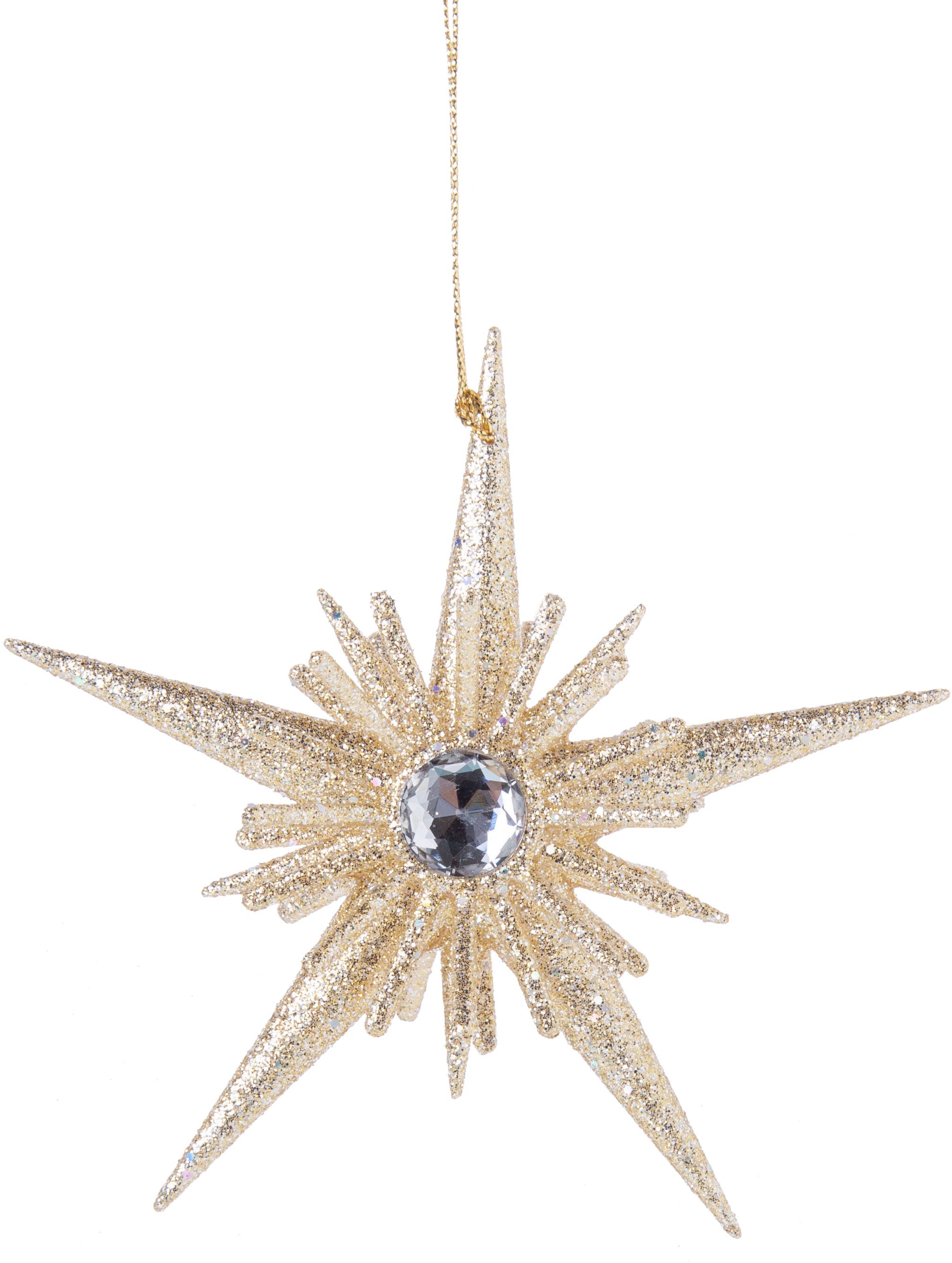 A65531: Champ glit acrylic star orn 2-layer,clr jewel,4.75in