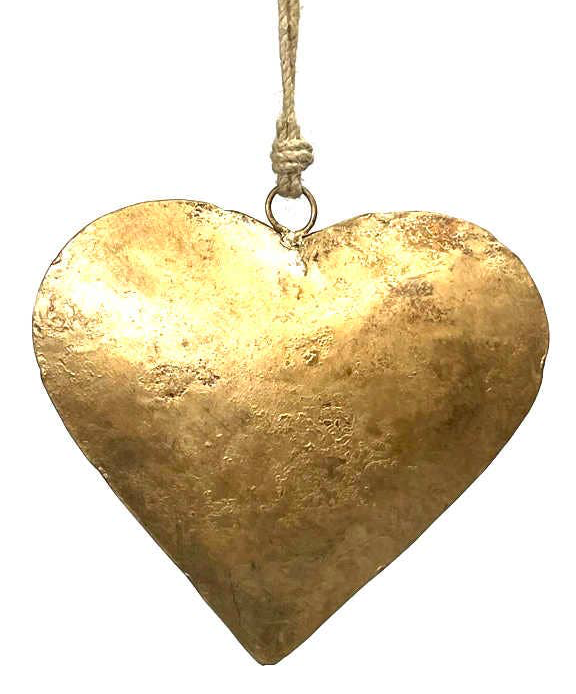 Single Hanging Iron Heart - Gold 6"