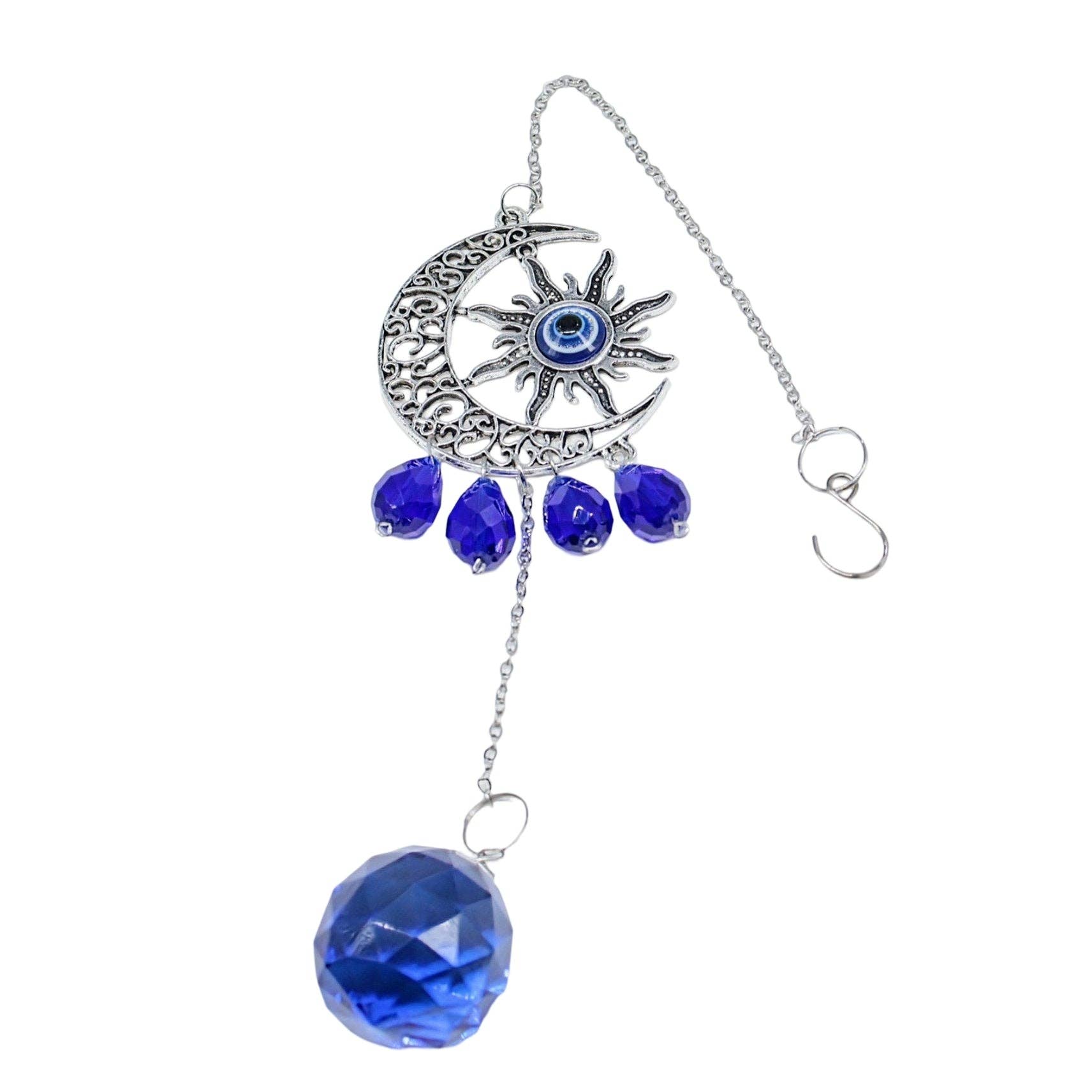 Suncatcher - Crystal Hanging Ornament - Moon, Sun & Evil Eye