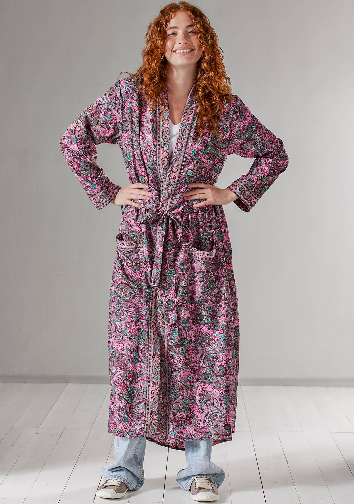 Pink Floral Paisley Kimono/Dressing Gown