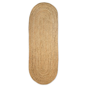 BRAIDED JUTE OVAL RUNNER RUG, NATURAL JUTE, 2'x7'