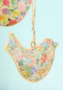 Floral Metal Bird Decoration