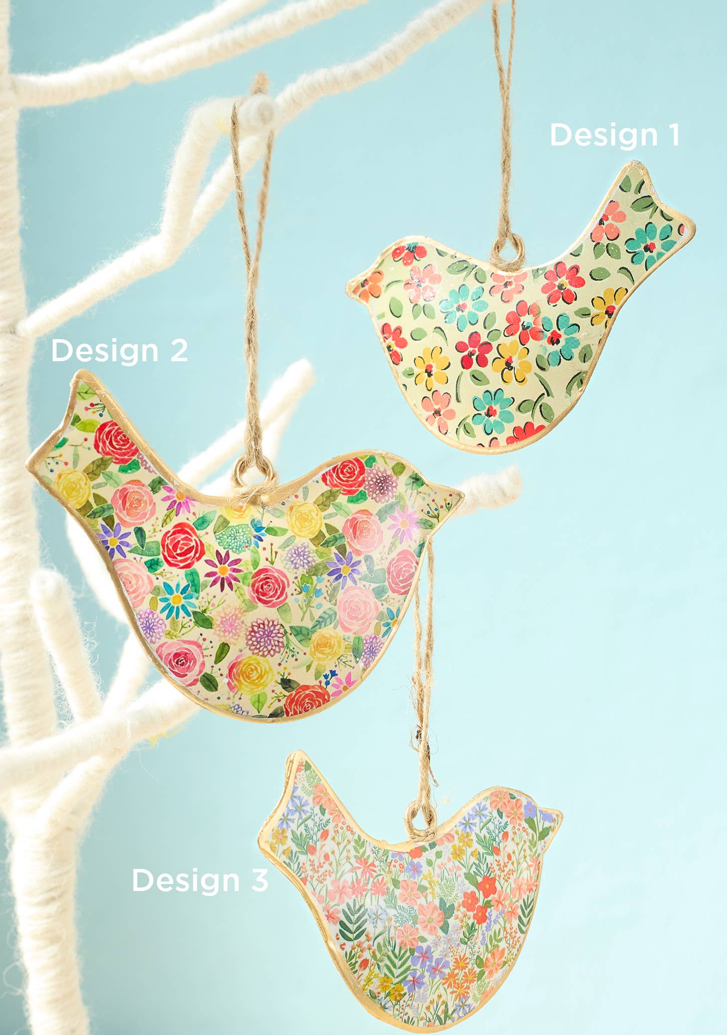 Floral Metal Bird Decoration