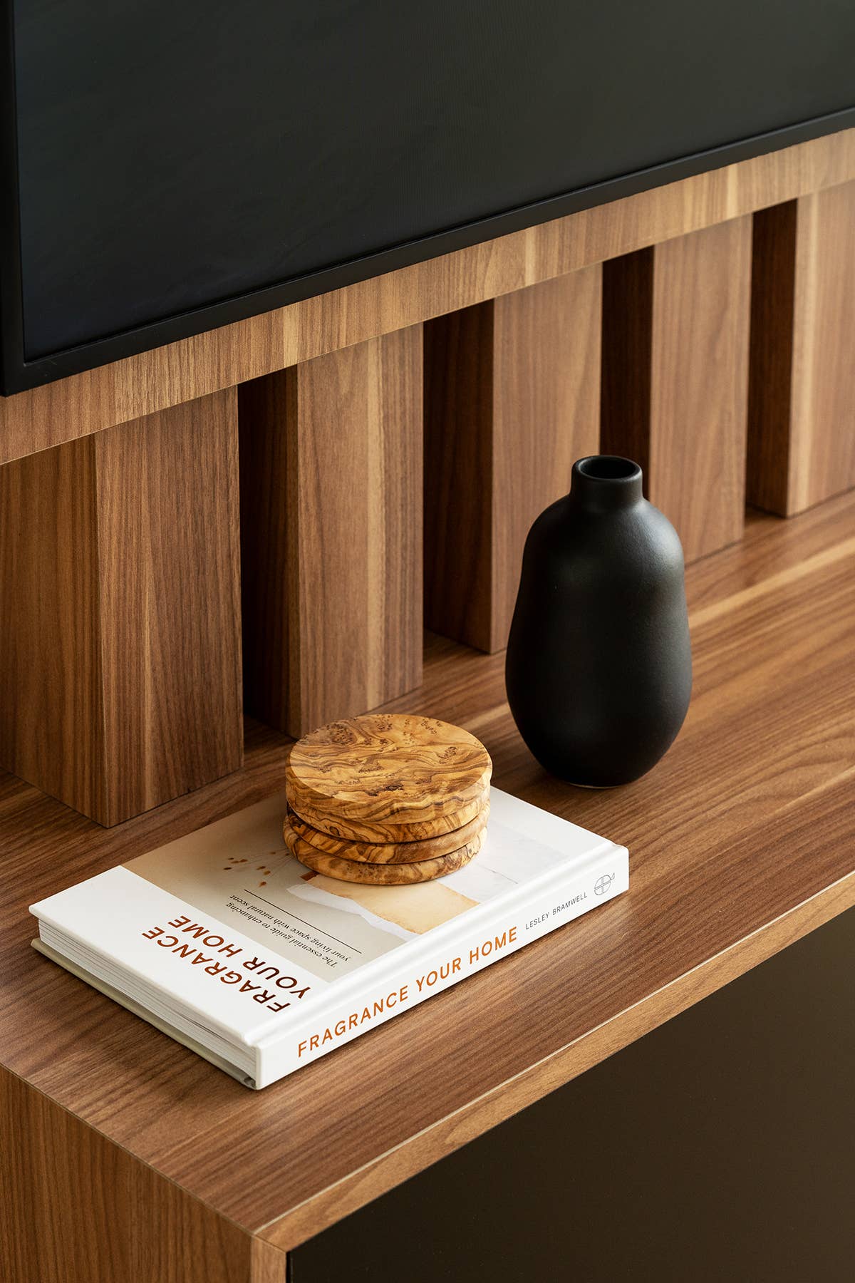 Natural Olive Wood Round Coasters - Set of 4