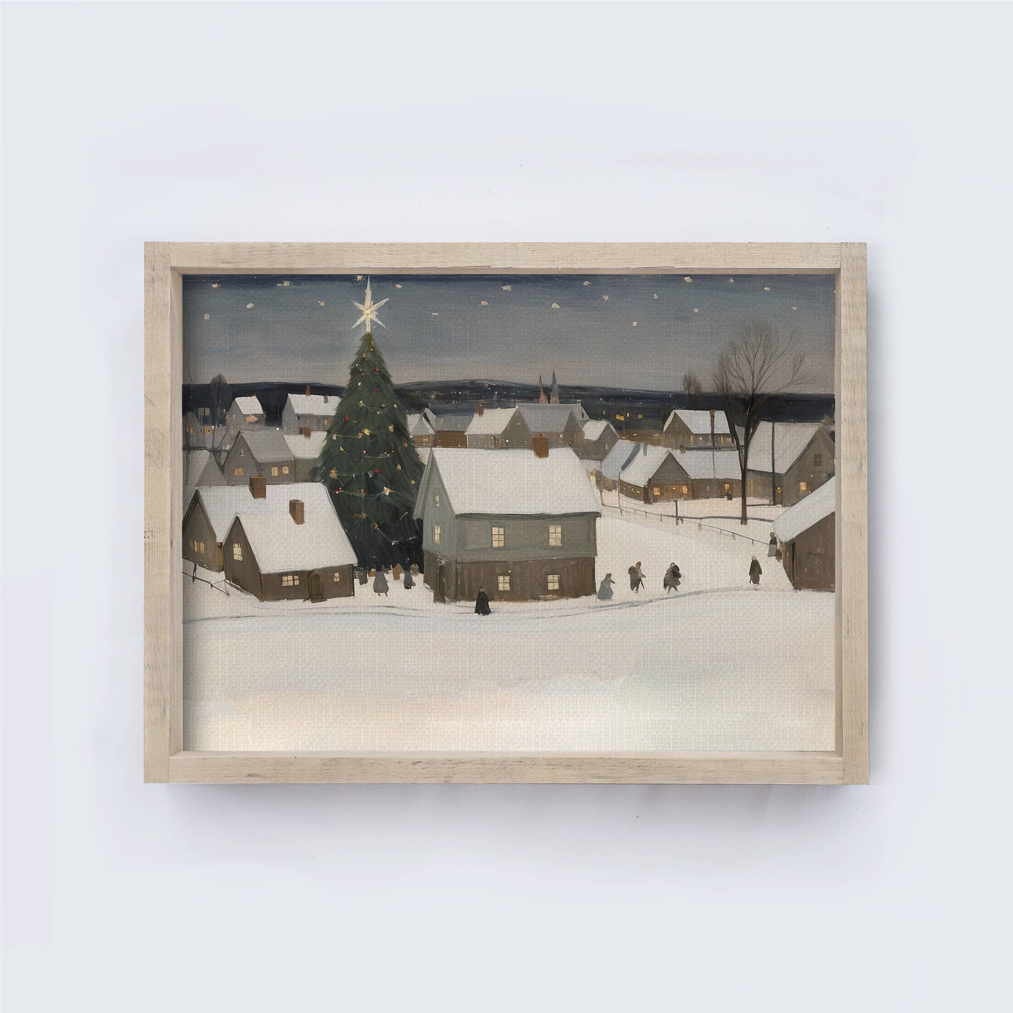 Snowy Christmas Village Wall Art | Christmas Wood Sign A226