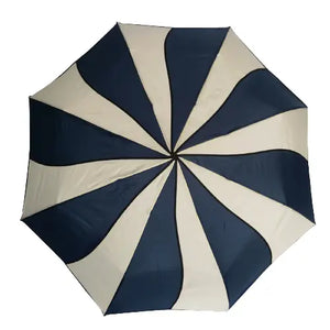 Folding Navy and Cream Floral Swirl Umbrella
