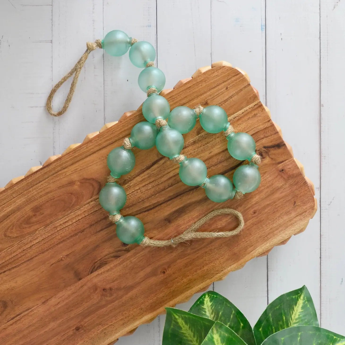 Glass Bead Garland- Aqua