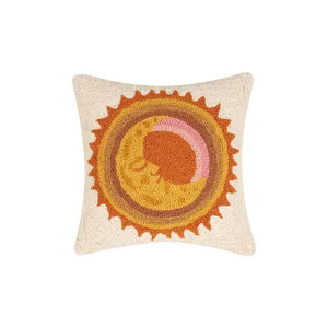 Retro Moon Wool Hooked Pillow by Cat Coq